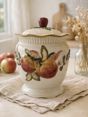 Hand-Painted Fruit Ceramic Canister with Lid